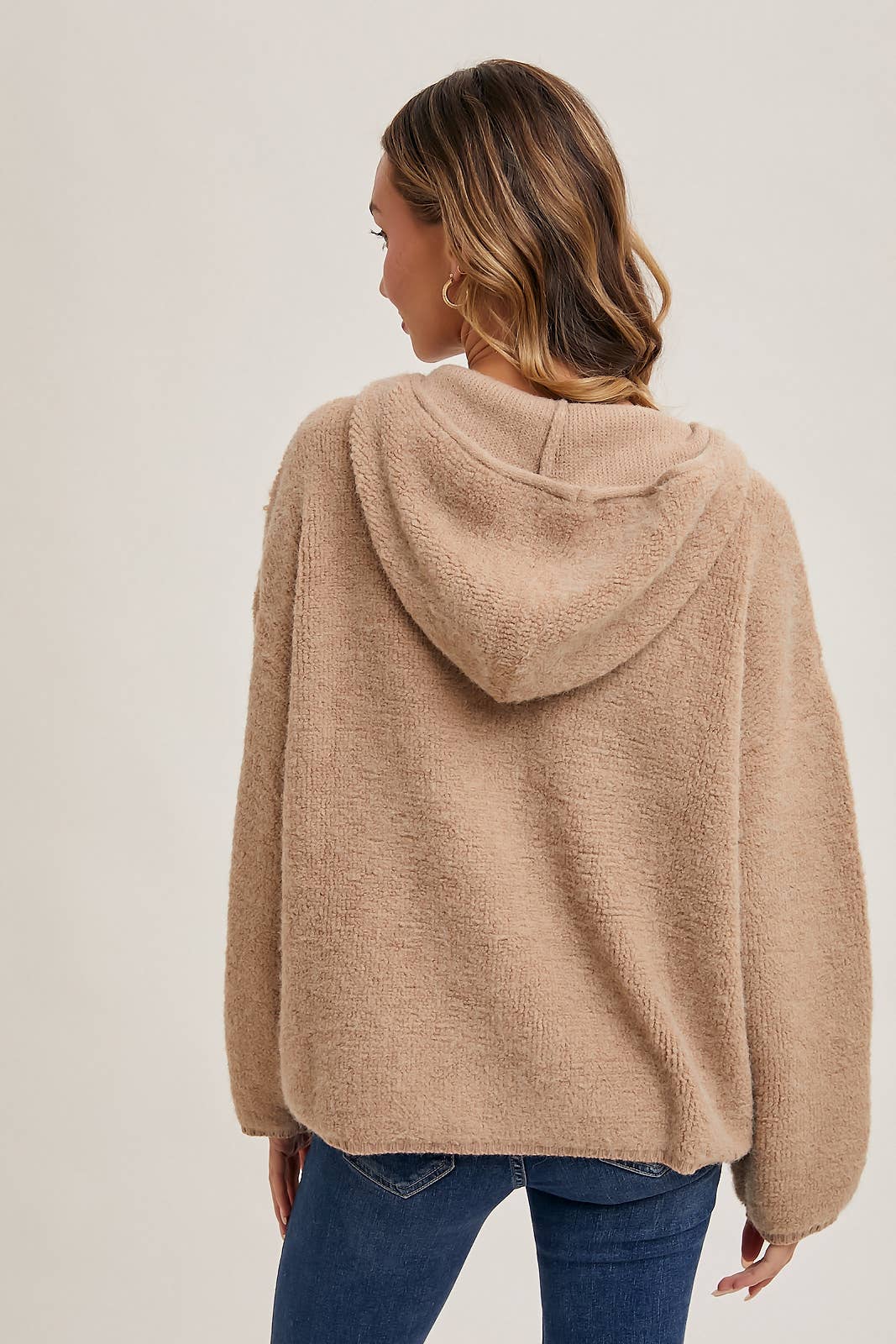HALF ZIP HOODIE KNIT SWEATER PULLOVER