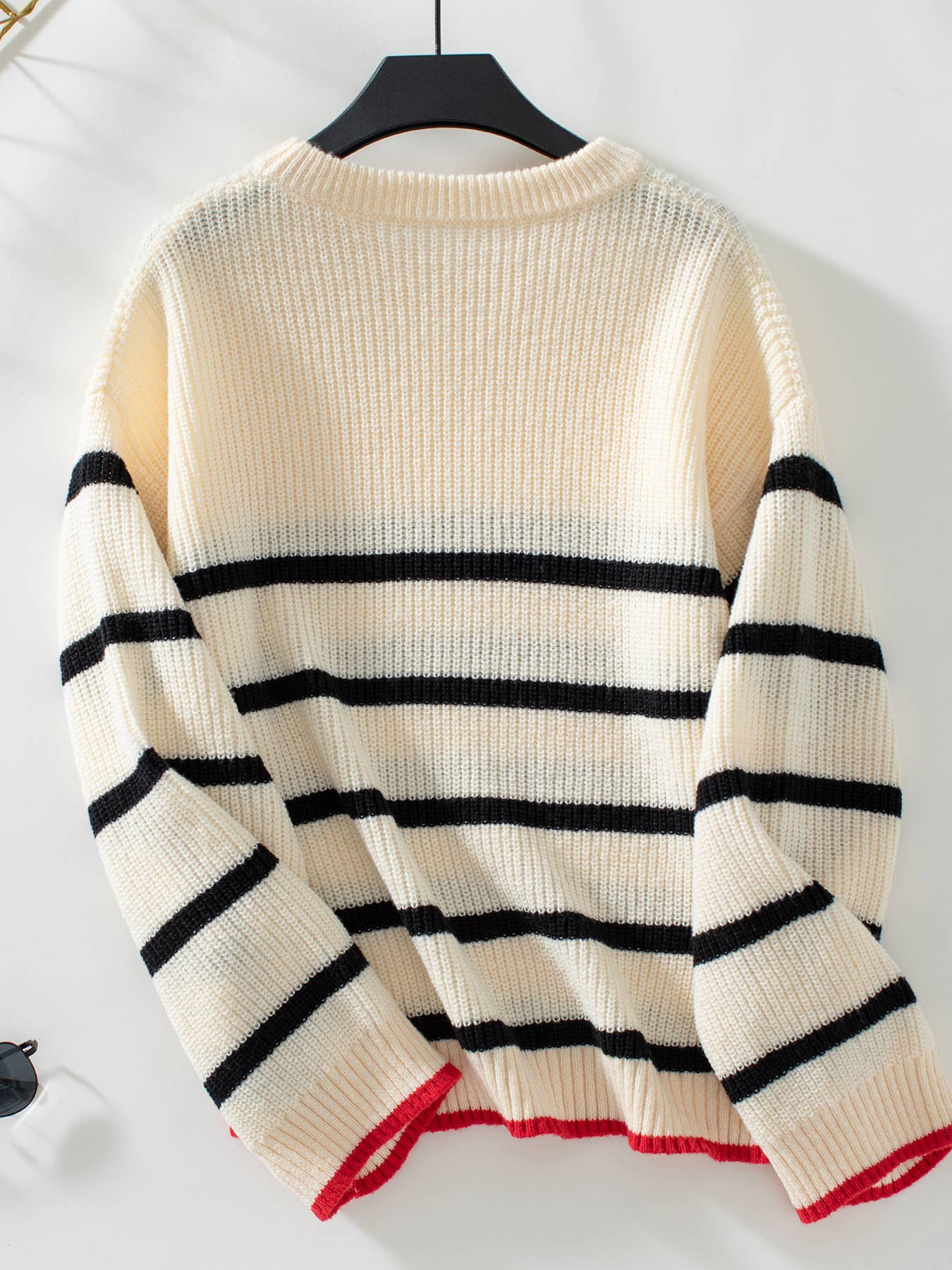 SALE! Contrast Color Striped Crew Neck Sweater