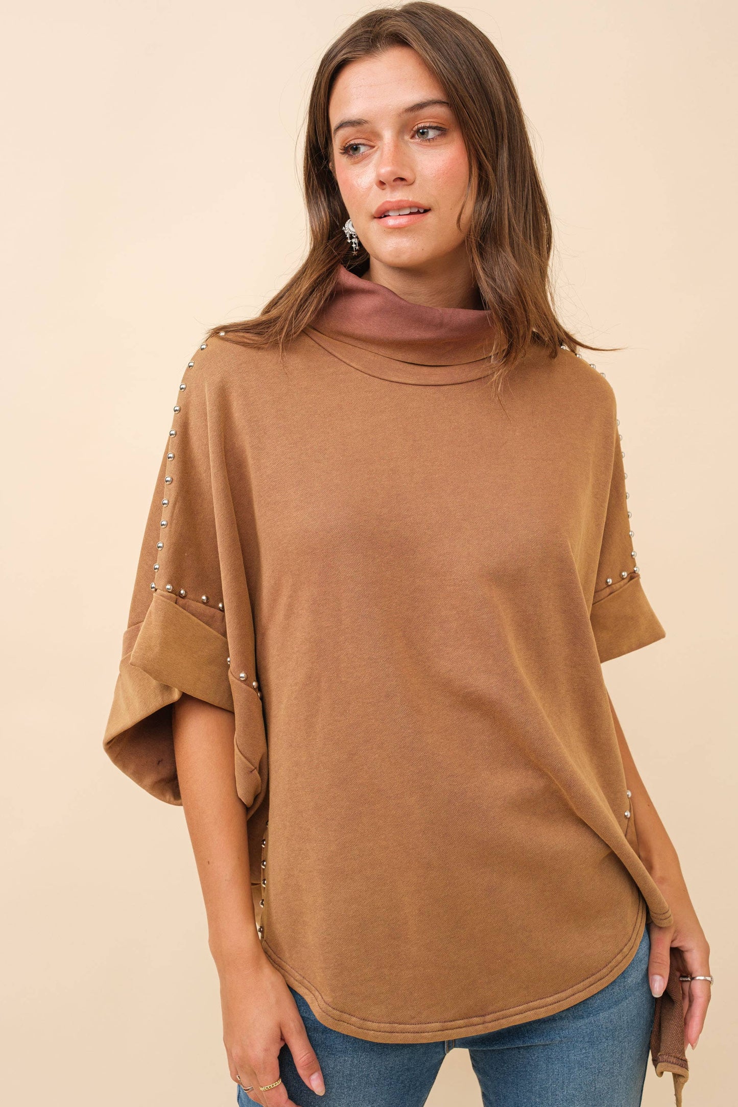 Funnel Neck Studded Top
