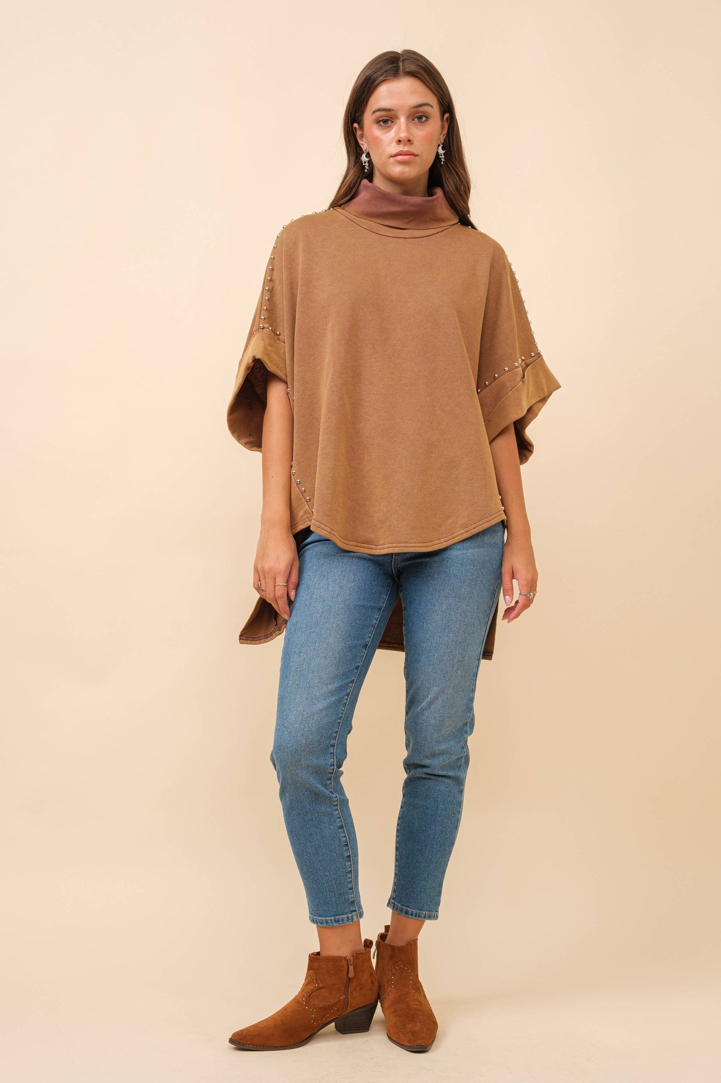 Funnel Neck Studded Top