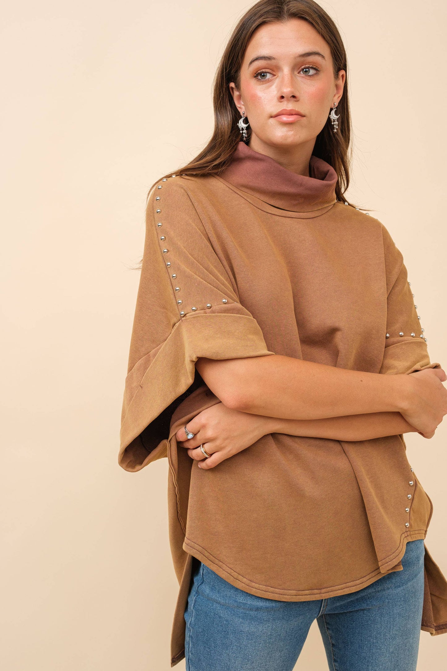 Funnel Neck Studded Top