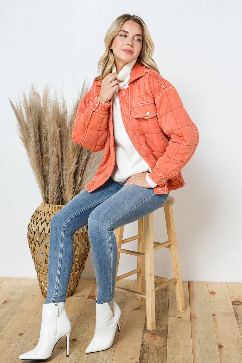 Stone Washed Quilted Bomber