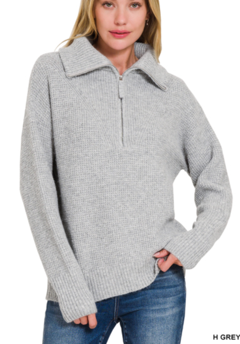 SALE! Half zip high collard pullover sweater