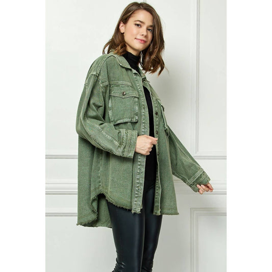 Olive Washed Denim Jacket