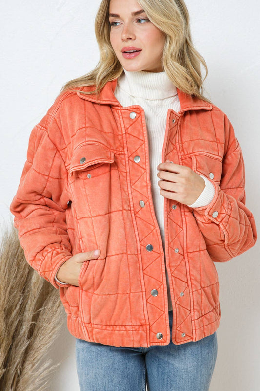 Stone Washed Quilted Bomber