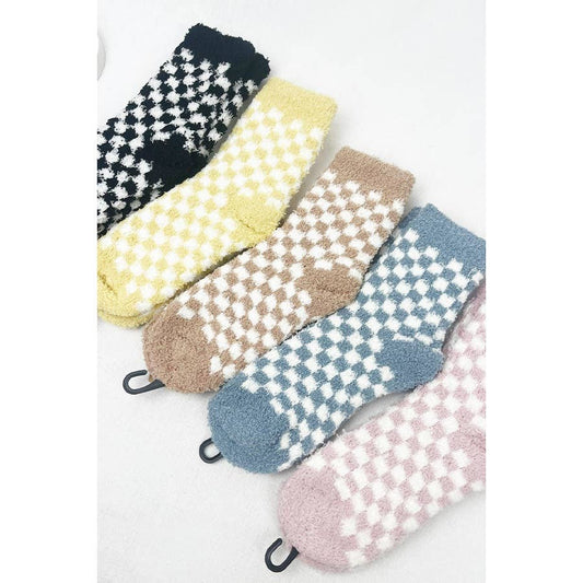 Checker Pattern Fuzzy Socks