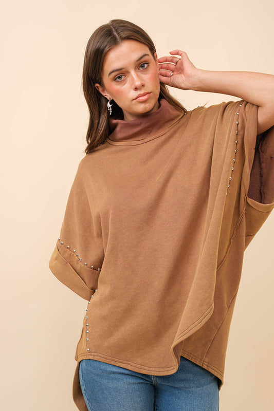 Funnel Neck Studded Top